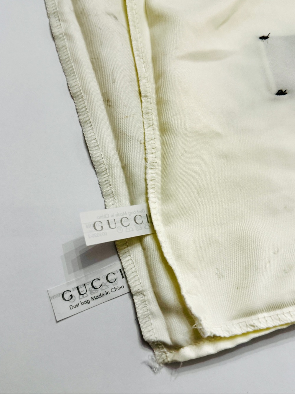 Gucci White Satin Dust Bags Set of 2-Authentic Storage Bag with Drawstring 17x8 - Picture 11 of 14